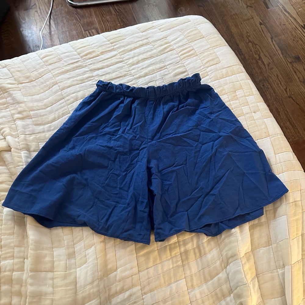 Lapis Blue Garmentory Cotton Culotte Shorts